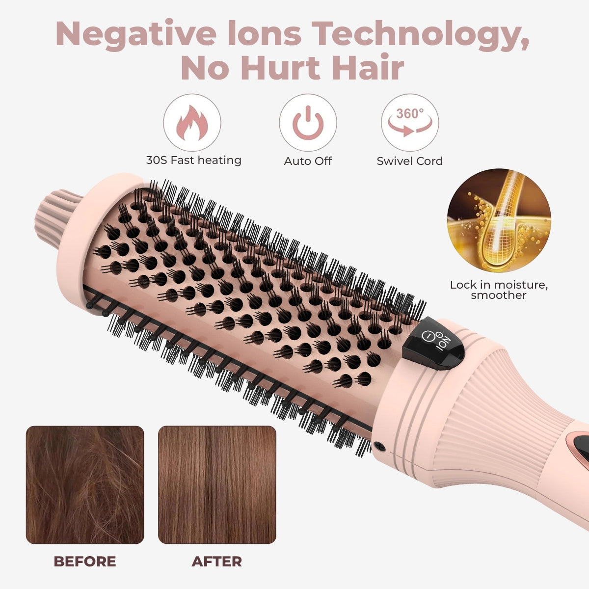 3-in-1 Negative Ion Two PTC Heaters Thermal Brush